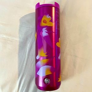 ✨New Starbucks Pink Fuchsia Floral Tumbler Vacuum Insulated 2022 Limited Edition